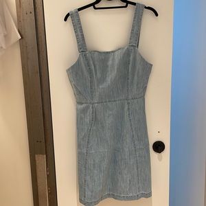 ASOS Design Tall Soft Denim Mini Pinafore Dress